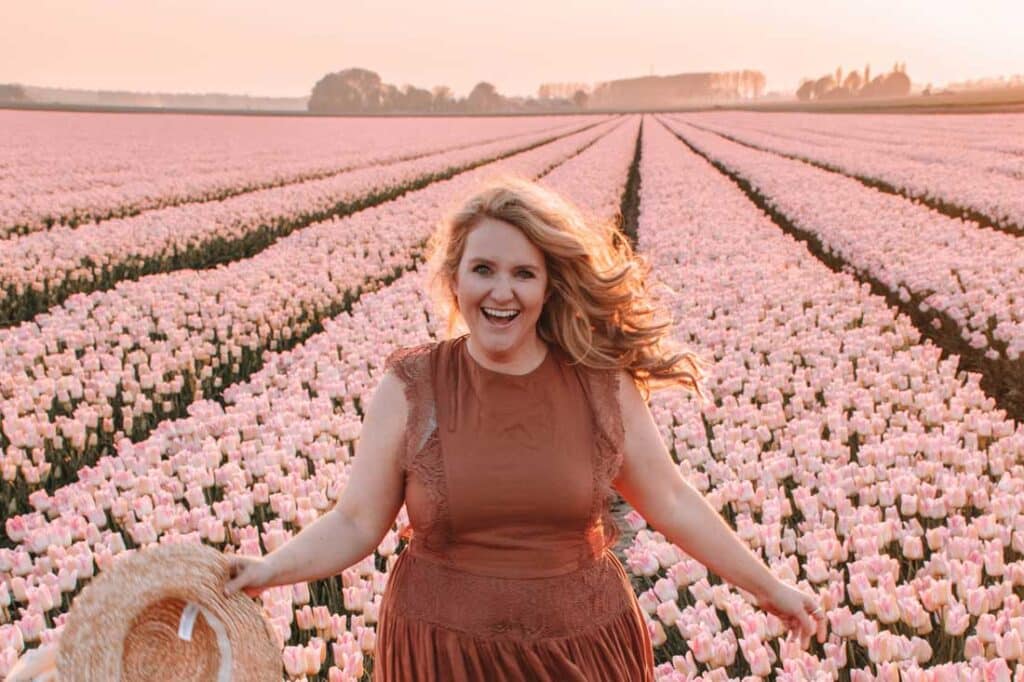 Helene Sula, "Helene in Between", in a field of flowers