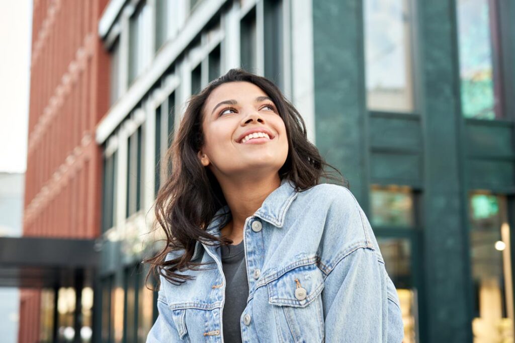 woman facing fear with courage