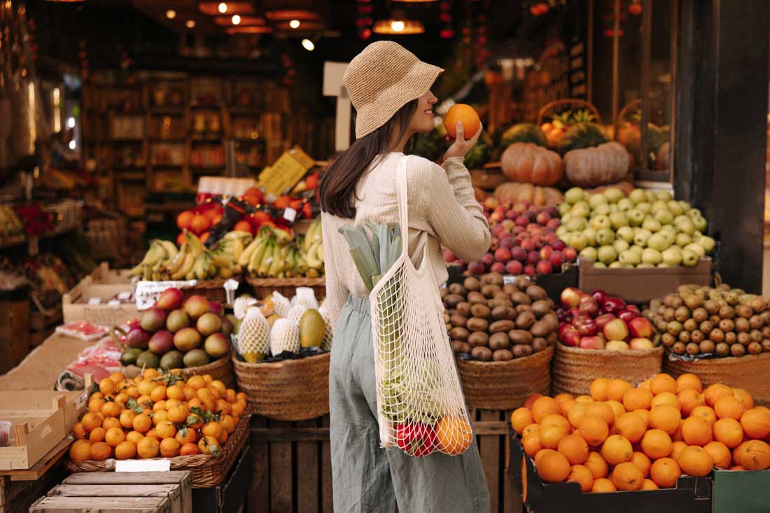 Young women shopping at international food festivals